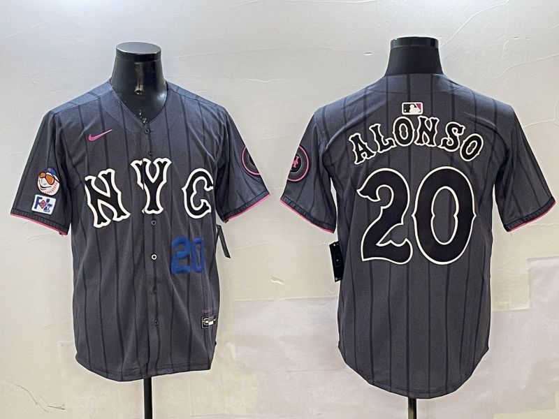 Men New York Mets 20 Alonso Black City Edition 2025 Nike MLB Jersey style 6